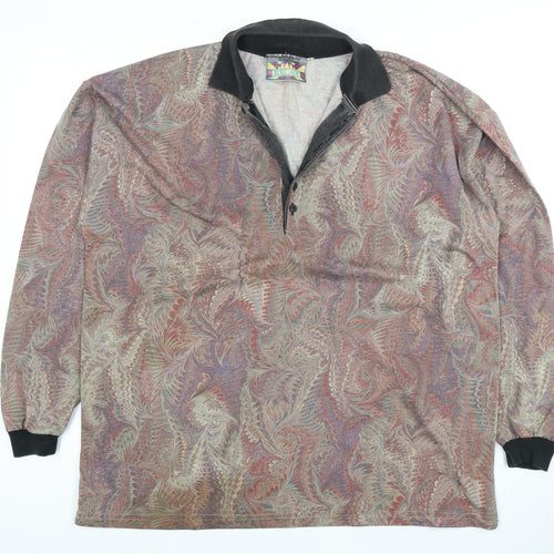 Relay Men's Multicoloured Graphic Print Long Sleeve Polo