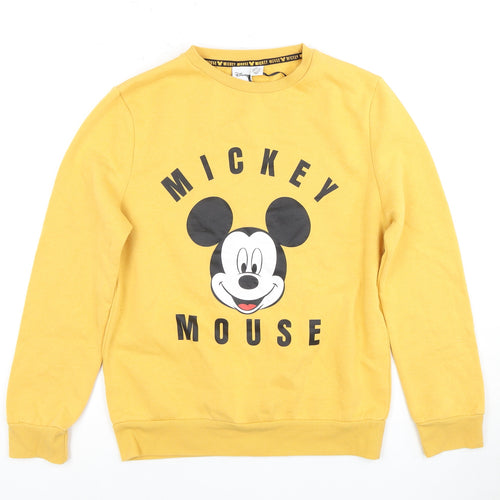 Disney Women's Yellow XS Mickey Mouse Pullover Sweatshirt