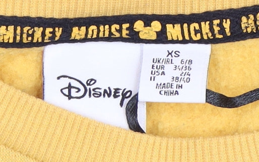 Disney Women's Yellow XS Mickey Mouse Pullover Sweatshirt