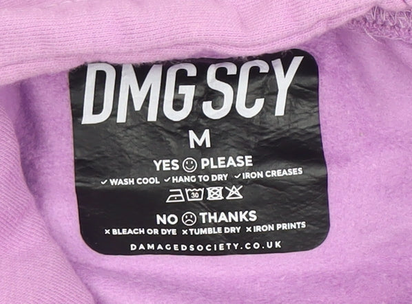 Damaged Society Unisex Purple Pullover Hoodie M