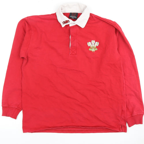 Manav Boys Red Rugby Sweatshirt XL Collared Button Casual