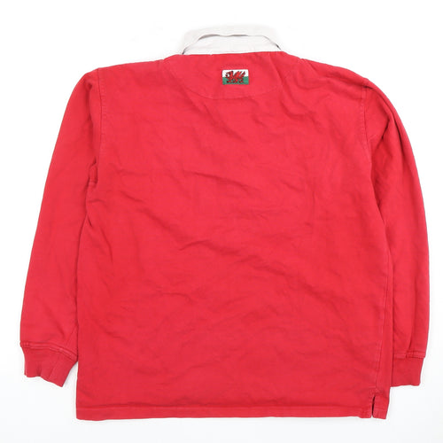 Manav Boys Red Rugby Sweatshirt XL Collared Button Casual