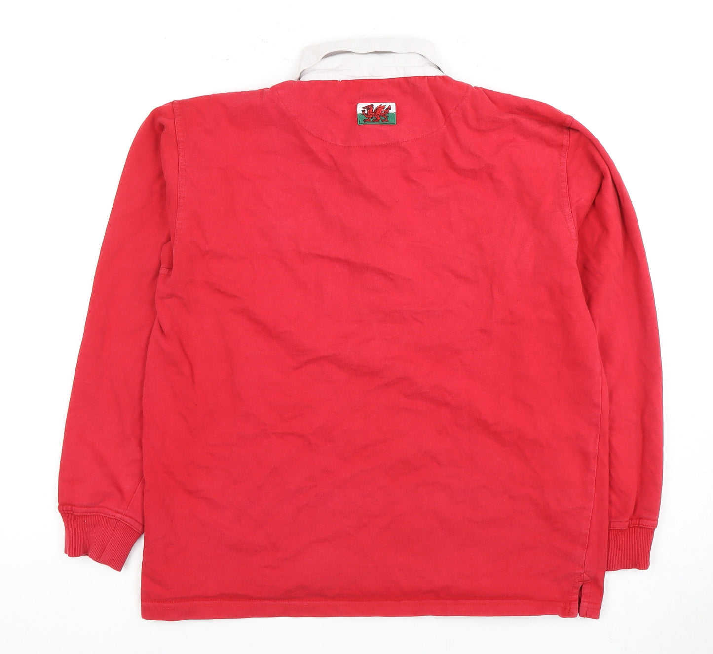 Manav Boys Red Rugby Sweatshirt XL Collared Button Casual