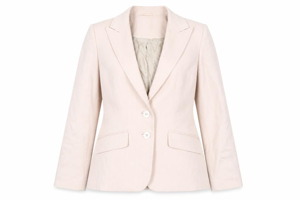 Front view of Next Women's Ivory Blazer, Pinstripe, Regular Fit