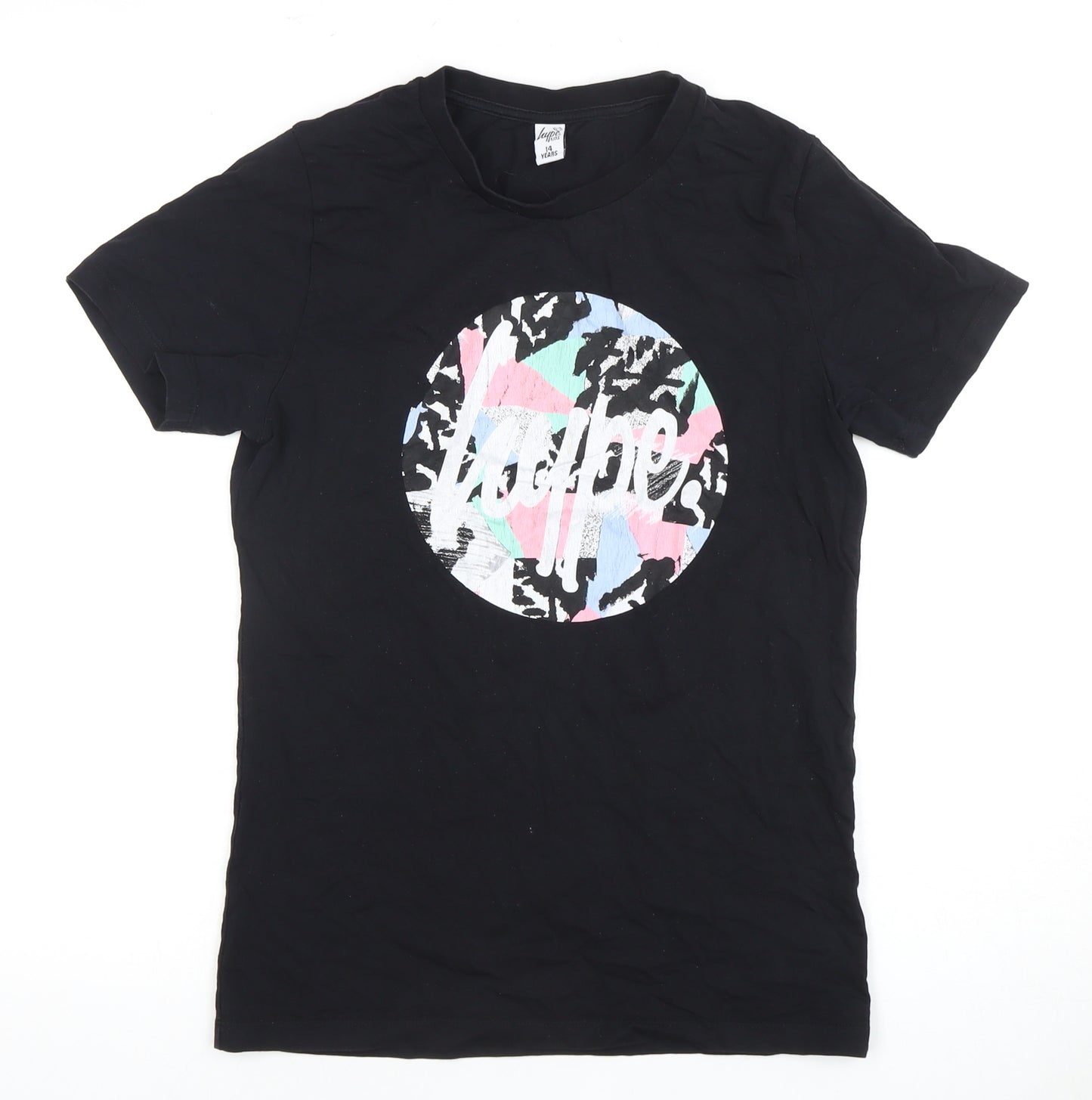 Hype Boys Black Graphic T-Shirt, Size 14 Years, Comfortable Fit