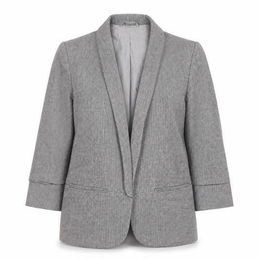 Front view of Next Women's Grey Check Blazer, size 14, Lined