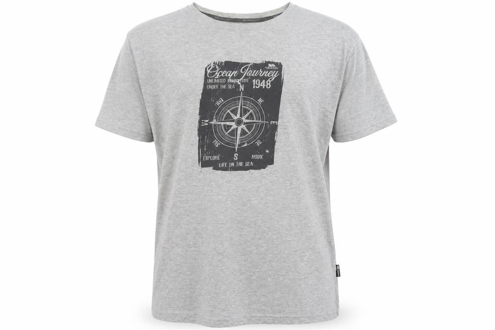 Front view of Trespass Men's Grey Nautical XL Quick Dry T-Shirt