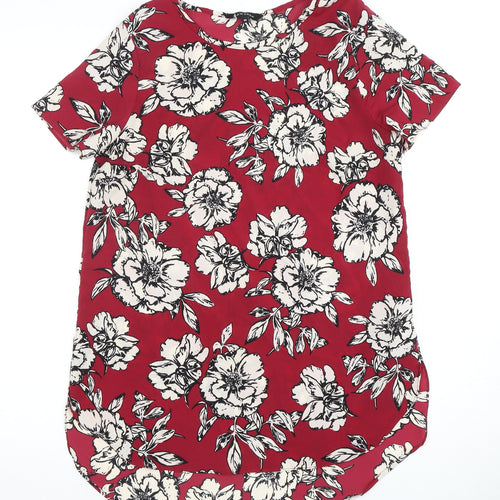 New Look Women's Red Floral Blouse Size 10