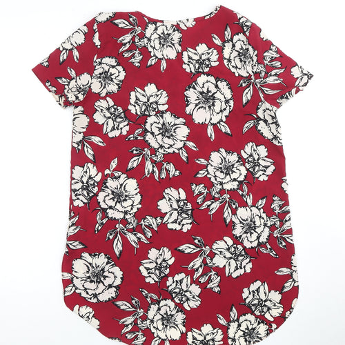 New Look Women's Red Floral Blouse Size 10