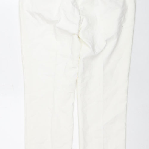 Zara Women's Ivory Trousers, Size L, Cotton Blend