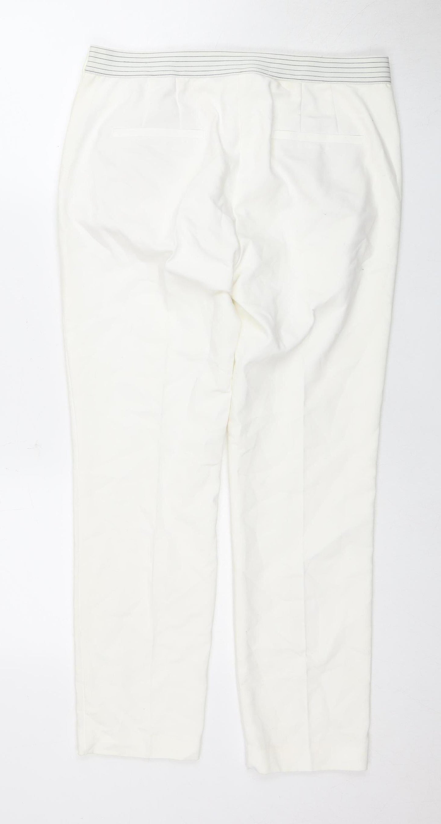 Zara Women's Ivory Trousers, Size L, Cotton Blend