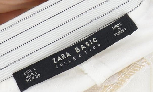 Zara Women's Ivory Trousers, Size L, Cotton Blend