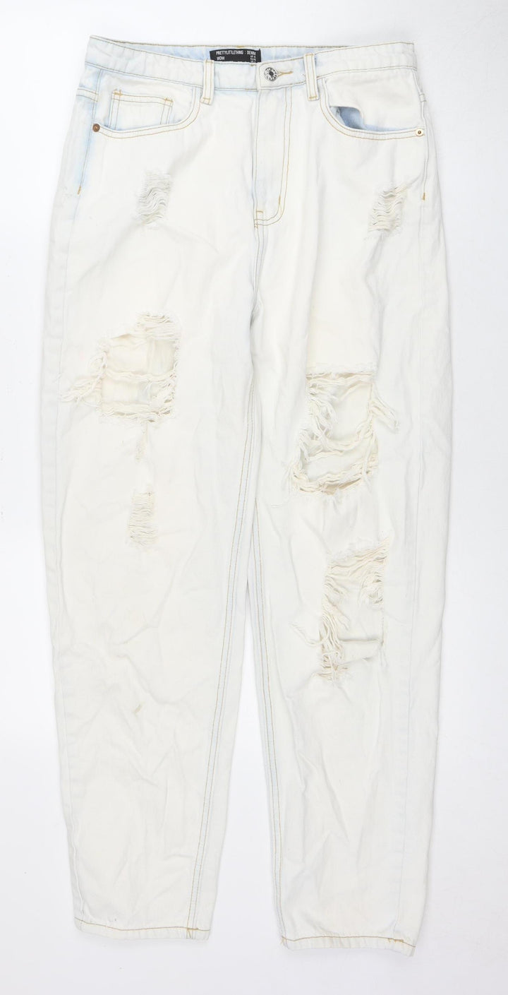 PrettyLittleThing Women’s White Mom Jeans Size 12