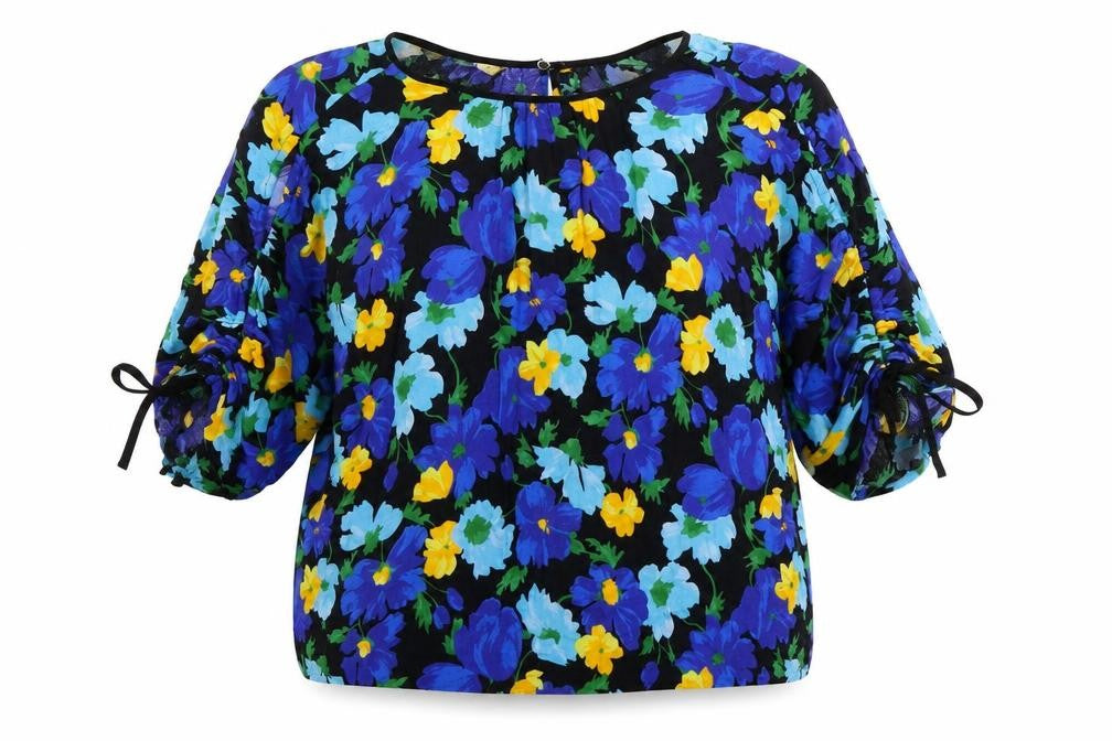 Front view of Zara Basic Women’s Floral Tunic Blouse, size UK 12