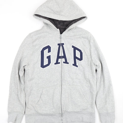 GAP Kids Grey Full Zip Hoodie - Boys XL, Logo, New