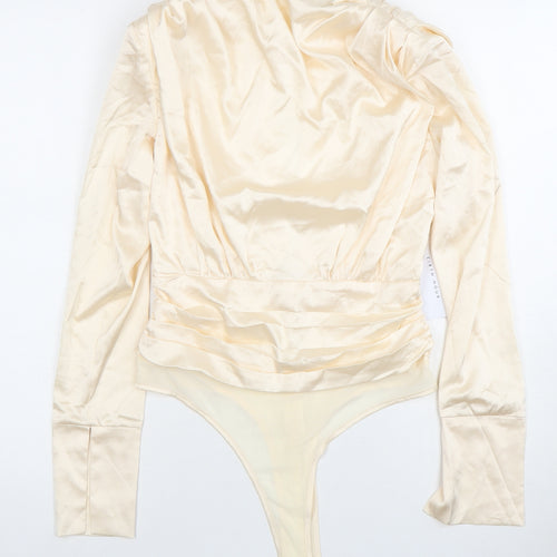 Eighth Hour Women's Beige Long Sleeve Satin Bodysuit