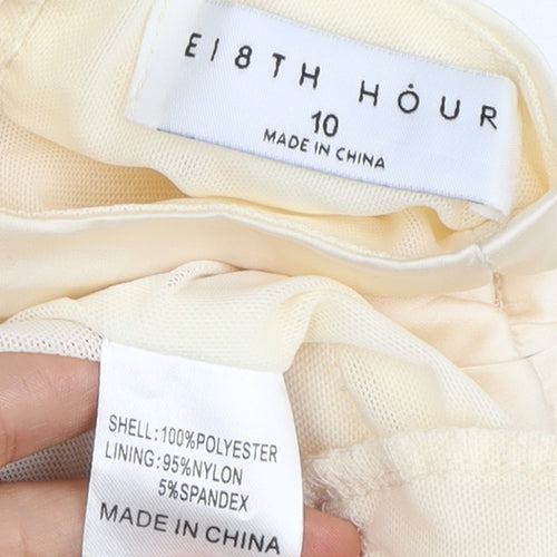 Eighth Hour Women's Beige Long Sleeve Satin Bodysuit