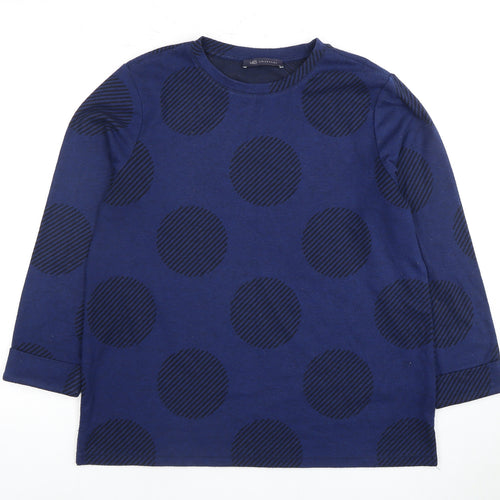 Marks and Spencer Women's Blue Polka Dot Long Sleeve T-Shirt