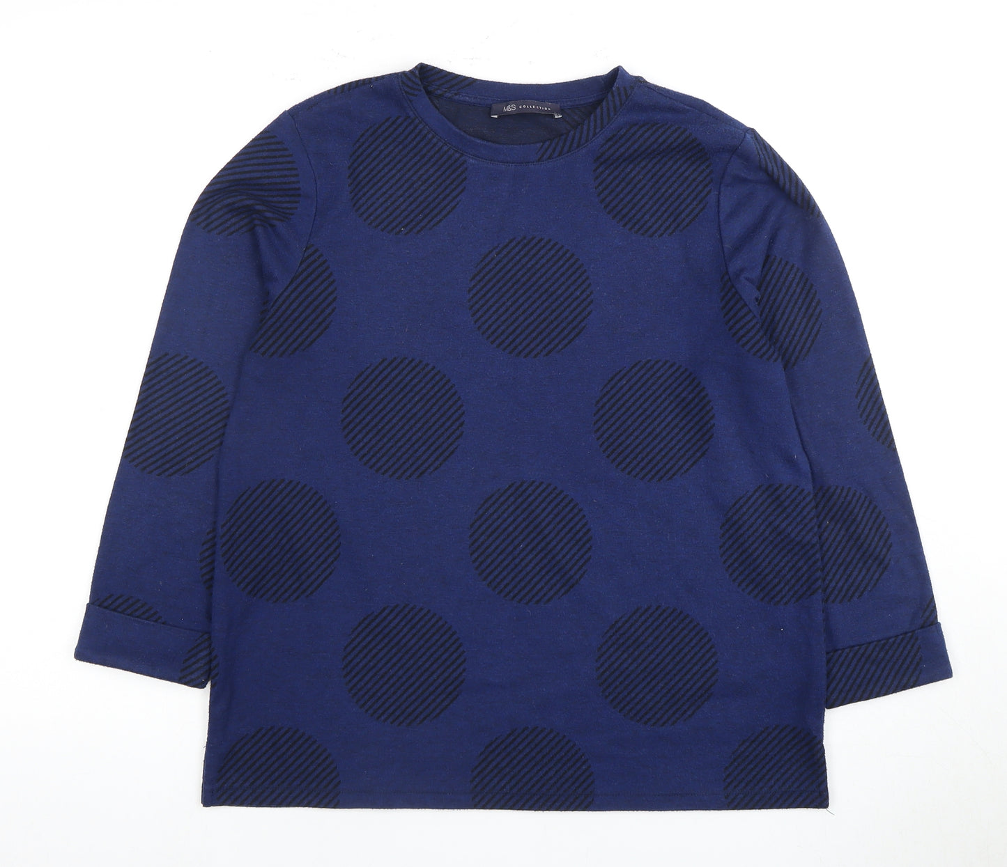 Marks and Spencer Women's Blue Polka Dot Long Sleeve T-Shirt