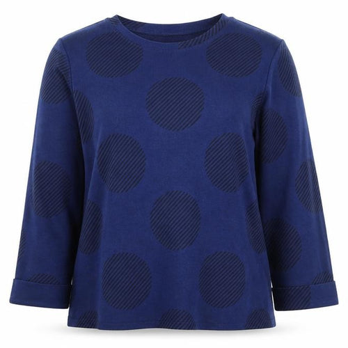 Marks and Spencer Women's Blue Polka Dot Long Sleeve T-Shirt