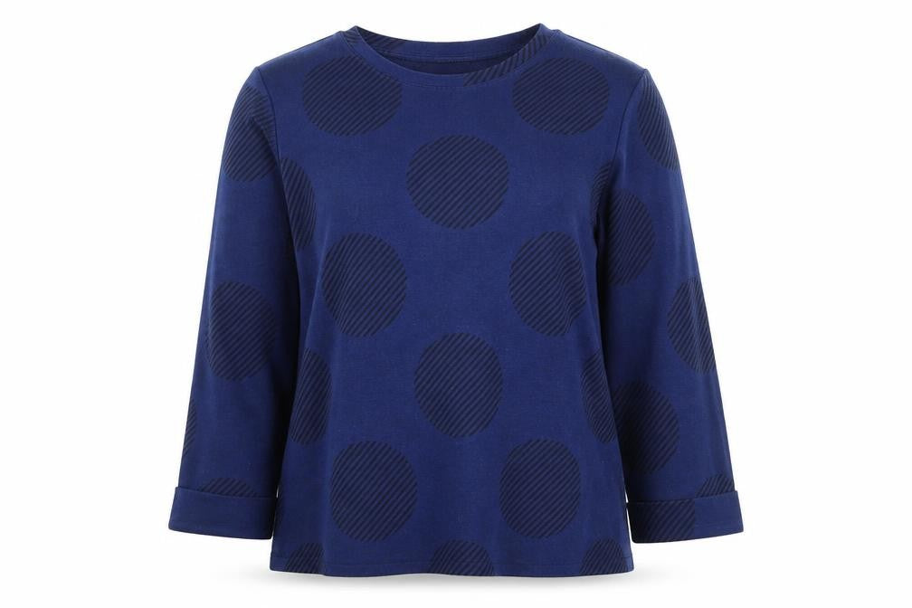 Marks and Spencer Women's Blue Polka Dot Long Sleeve T-Shirt