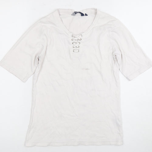 Isle Women's White Lace-Up T-Shirt Size 10-12