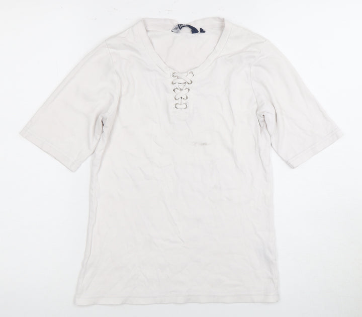 Isle Women's White Lace-Up T-Shirt Size 10-12