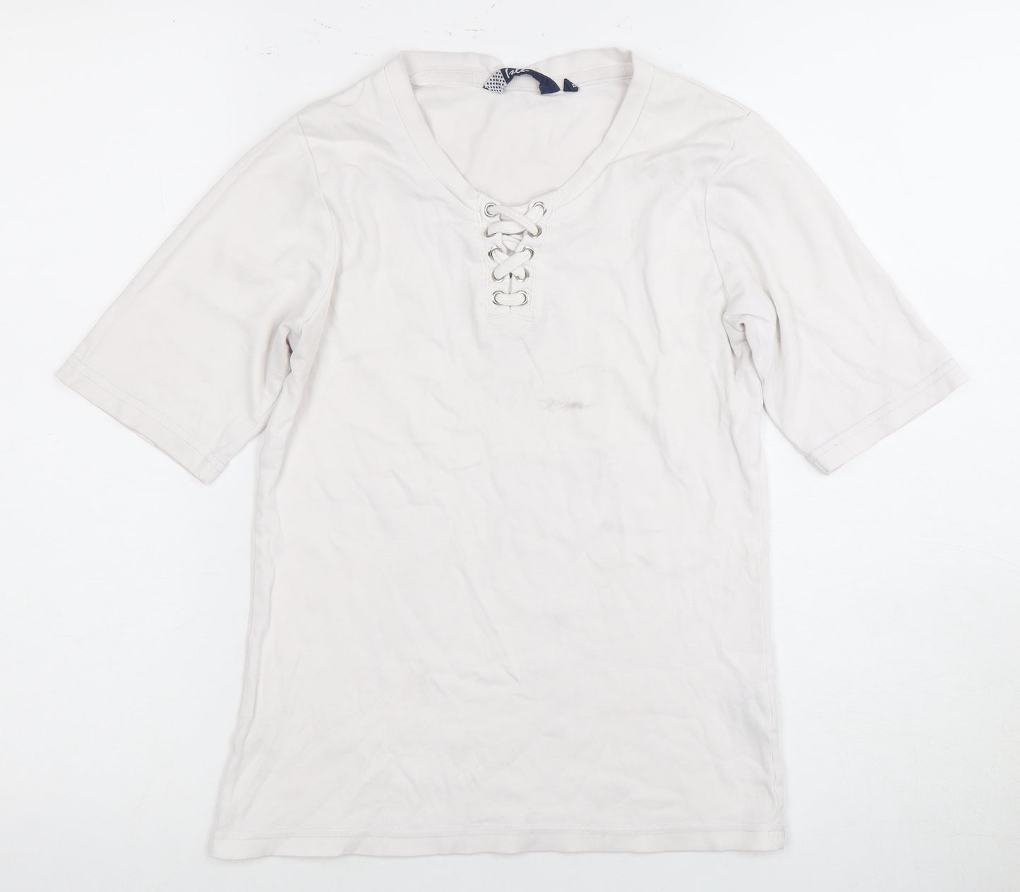 Isle Women's White Lace-Up T-Shirt Size 10-12