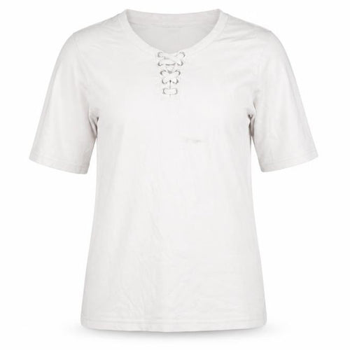 Isle Women's White Lace-Up T-Shirt Size 10-12