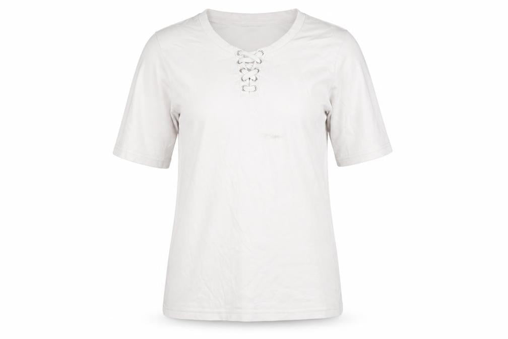 Isle Women's White Lace-Up T-Shirt Size 10-12