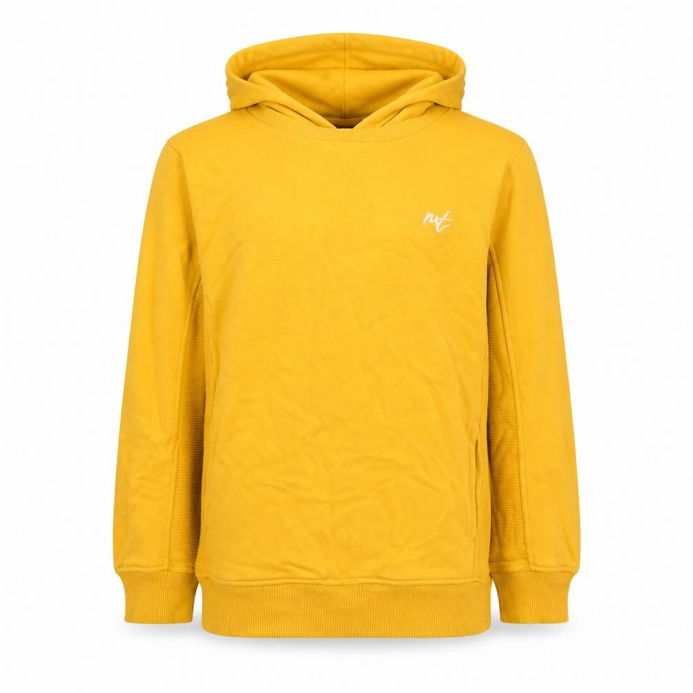Front view of Next boys’ yellow pullover hoodie, size 12, years, cotton blend