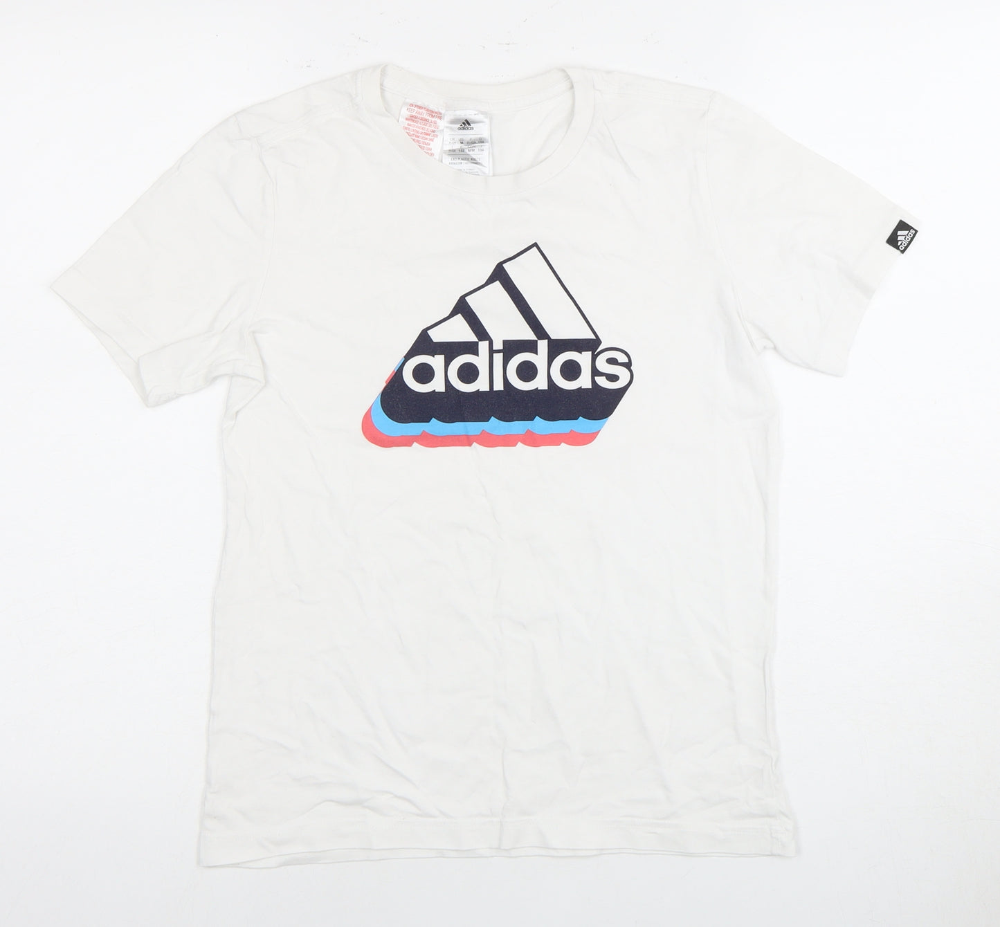 Adidas Boys White Logo T-Shirt, Size 11-12 Years, Basic Jersey