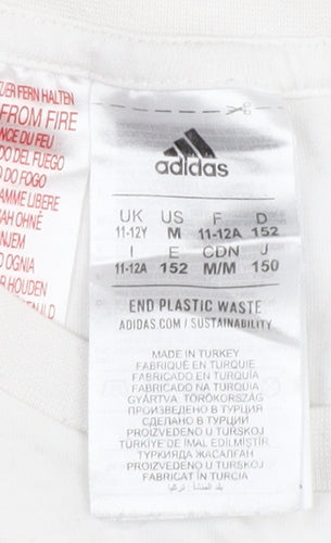 Adidas Boys White Logo T-Shirt, Size 11-12 Years, Basic Jersey