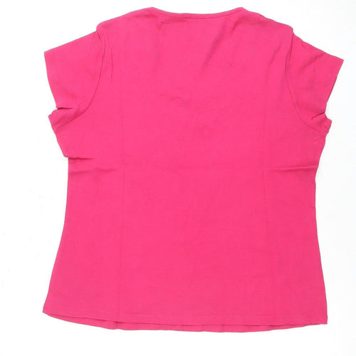 Marks and Spencer Women's Pink V-Neck T-Shirt Size 18