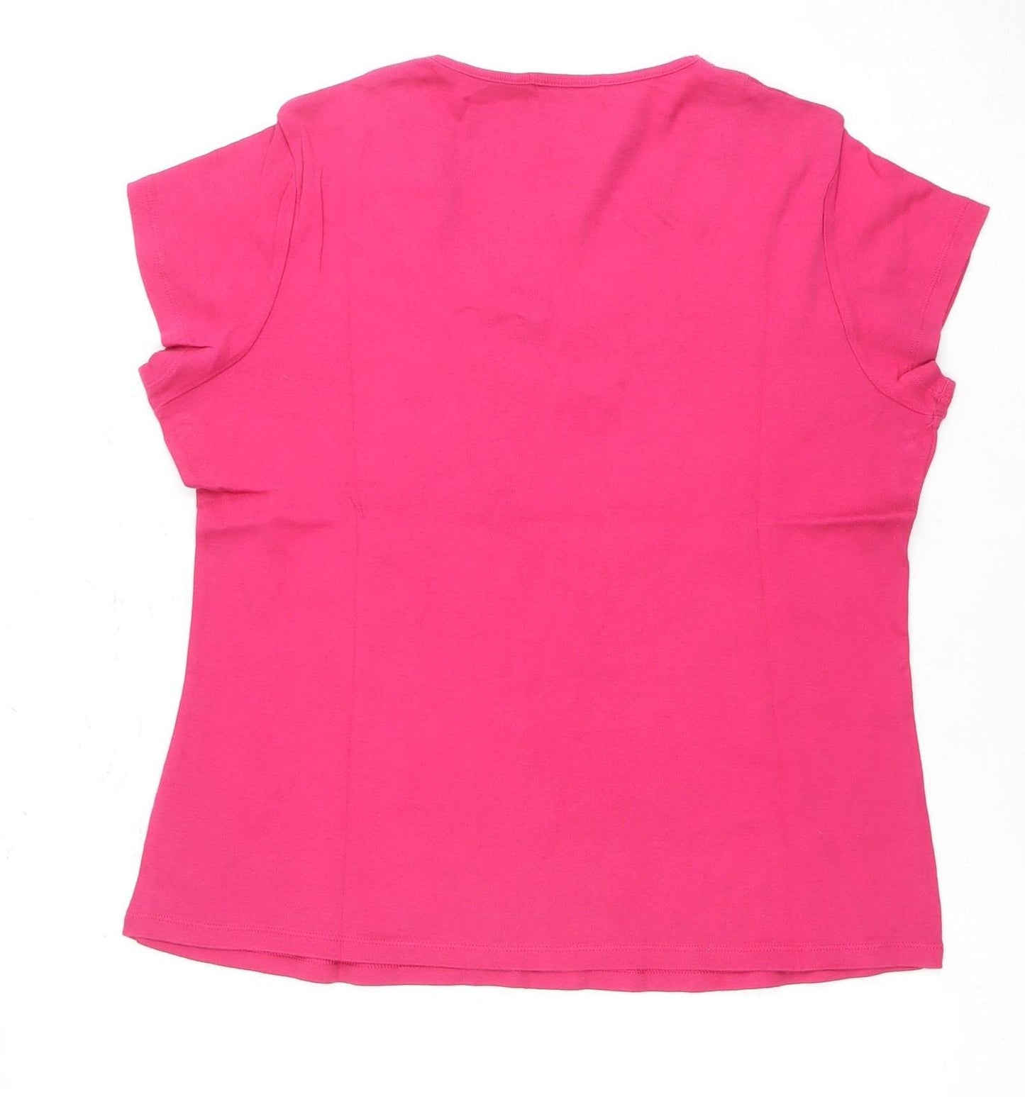 Marks and Spencer Women's Pink V-Neck T-Shirt Size 18