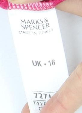 Marks and Spencer Women's Pink V-Neck T-Shirt Size 18