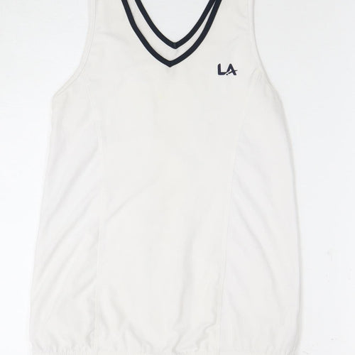 LA Gear Women's White Sleeveless V-Neck Tank Top