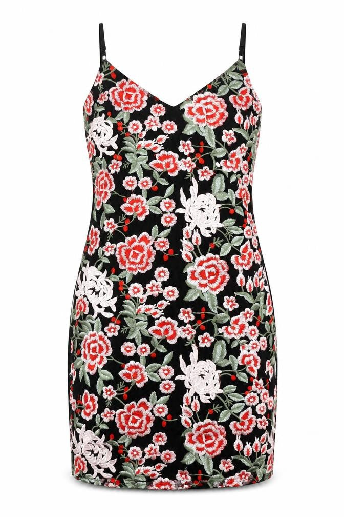 Zino Women's Floral Slip Dress, Black, Size 12, Party Wear