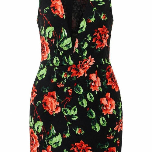 Missguided Floral Black Jersey Dress, Size 10, Women