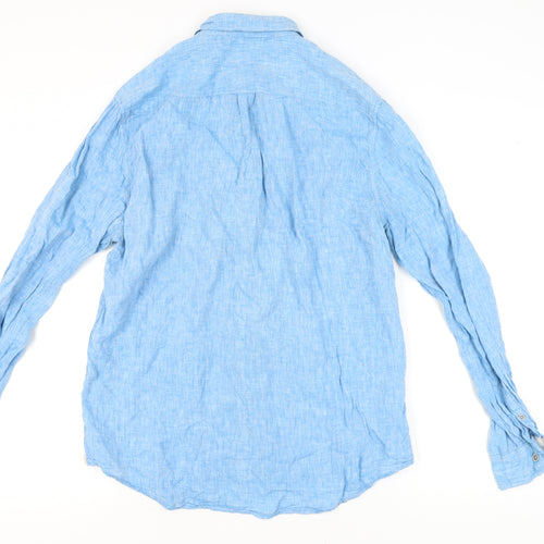 Heritage Men's Blue Linen Long Sleeve Shirt L