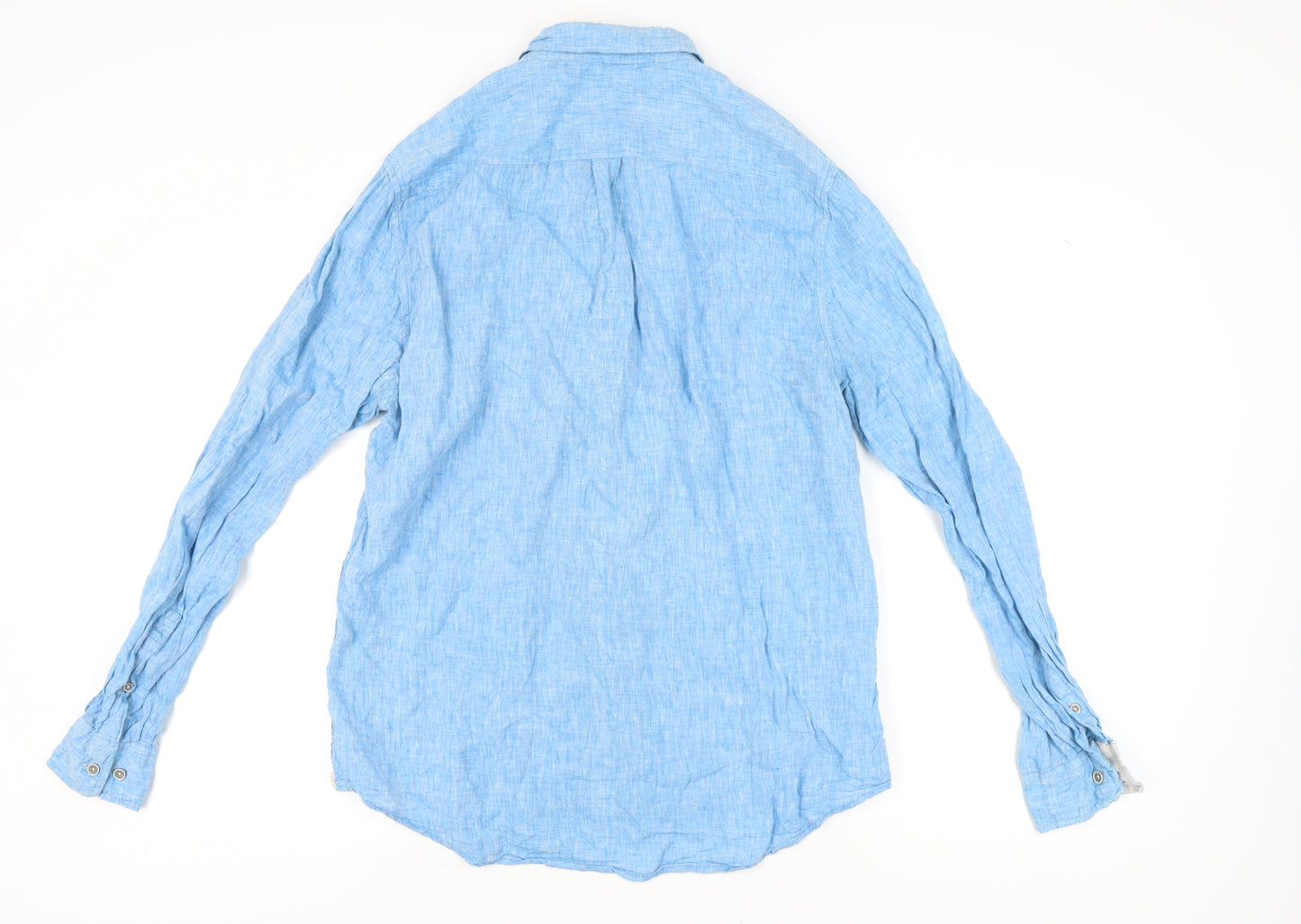 Heritage Men's Blue Linen Long Sleeve Shirt L