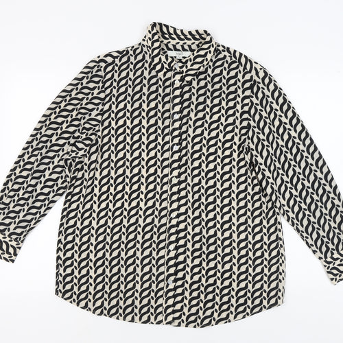 Marks and Spencer Women's Black Geometric Button-Up Shirt