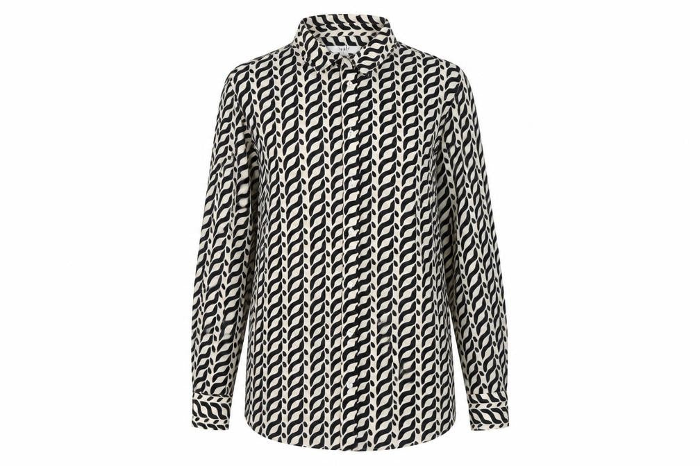 Front view of Marks & Spencer Women's Black Geometric Button-Up Shirt