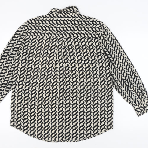 Marks and Spencer Women's Black Geometric Button-Up Shirt
