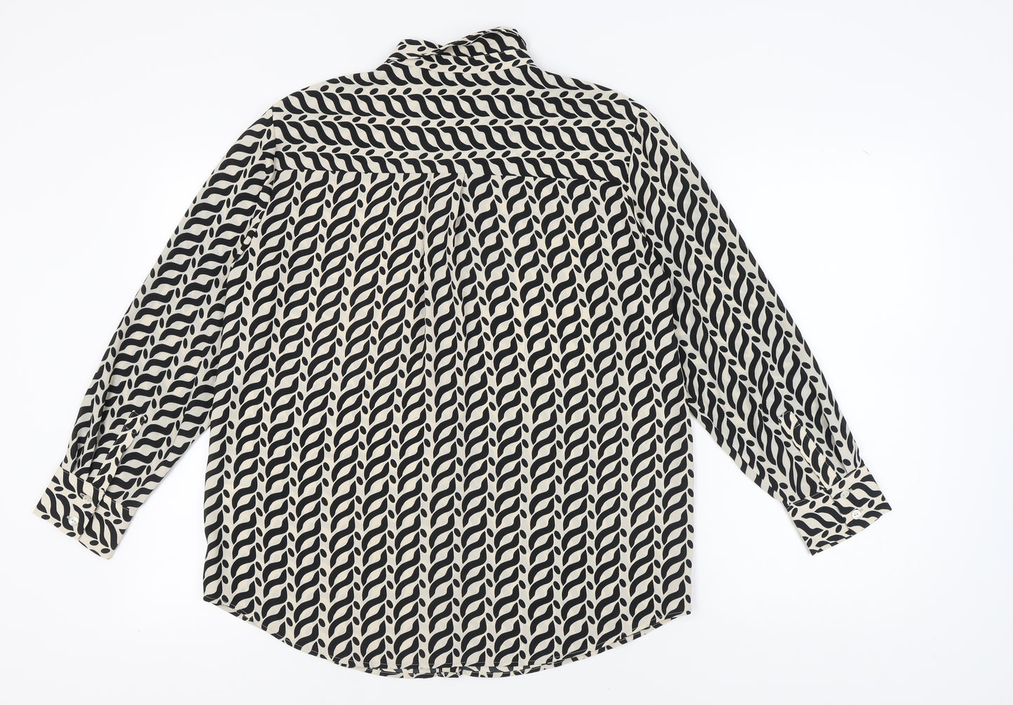 Marks and Spencer Women's Black Geometric Button-Up Shirt