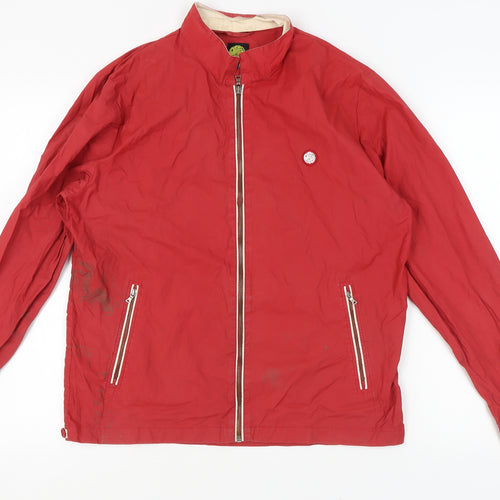 Pretty Green Red Cotton Unisex Jacket, M, Zipped Pockets