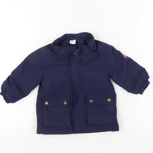 H&M Unisex Baby Blue Jacket 12 Months Lined Hooded