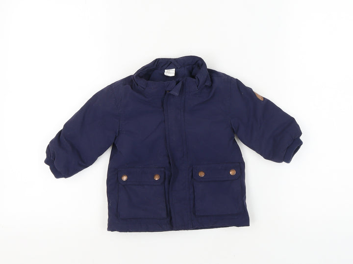 H&M Unisex Baby Blue Jacket 12 Months Lined Hooded