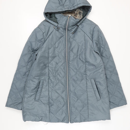 Anne de Lancay Women's Blue Quilted Mid-Length Jacket M