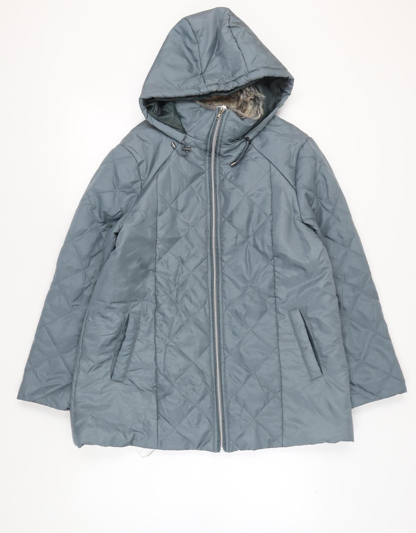 Anne de Lancay Women's Blue Quilted Mid-Length Jacket M